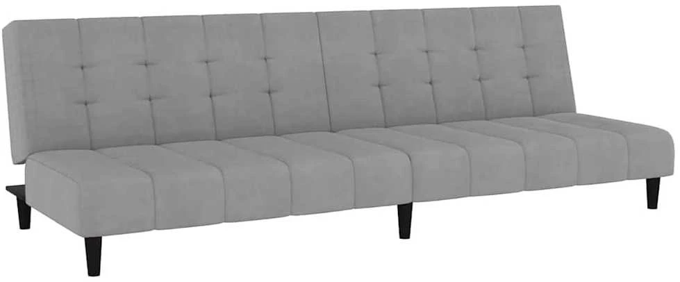 Dvivietė sofa-lova, šviesiai pilkos spalvos, aksomas