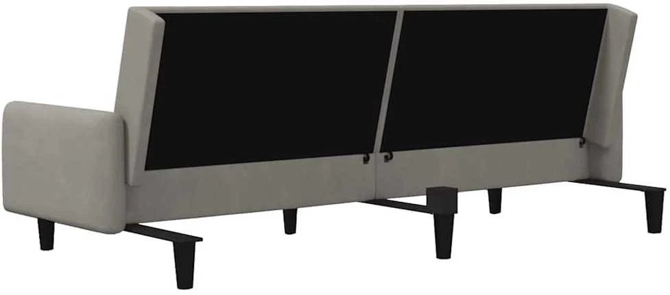 Dvivietė sofa-lova, šviesiai pilkos spalvos, aksomas
