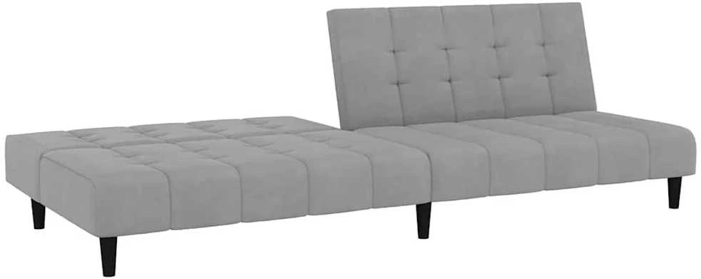 Dvivietė sofa-lova, šviesiai pilkos spalvos, aksomas