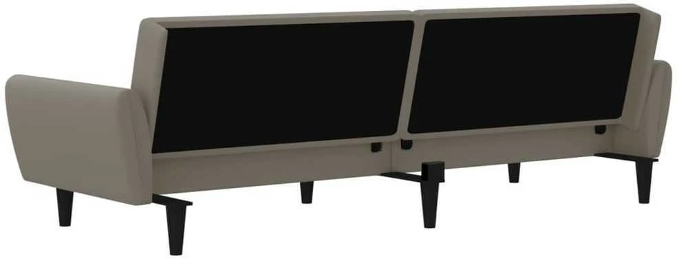 Dvivietė sofa-lova, šviesiai pilkos spalvos, aksomas
