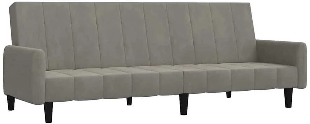 Dvivietė sofa-lova, šviesiai pilkos spalvos, aksomas