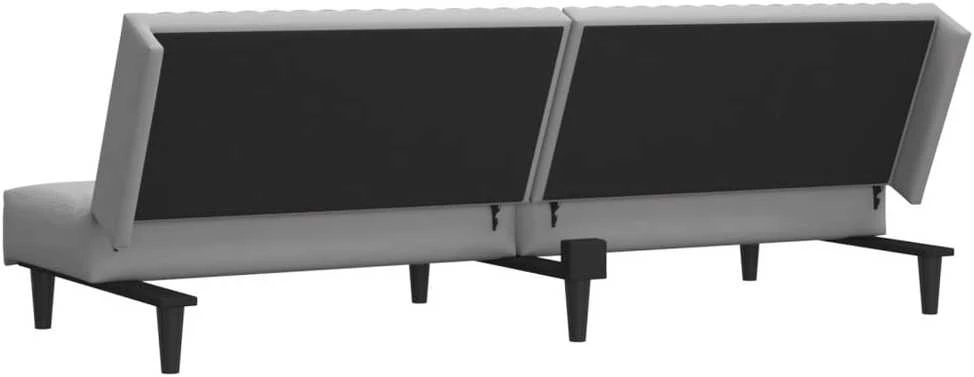 Dvivietė sofa-lova, šviesiai pilkos spalvos, aksomas