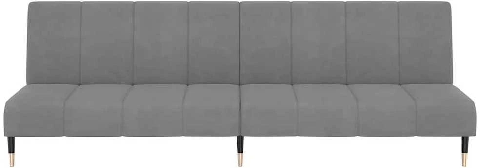 Dvivietė sofa-lova, šviesiai pilkos spalvos, aksomas