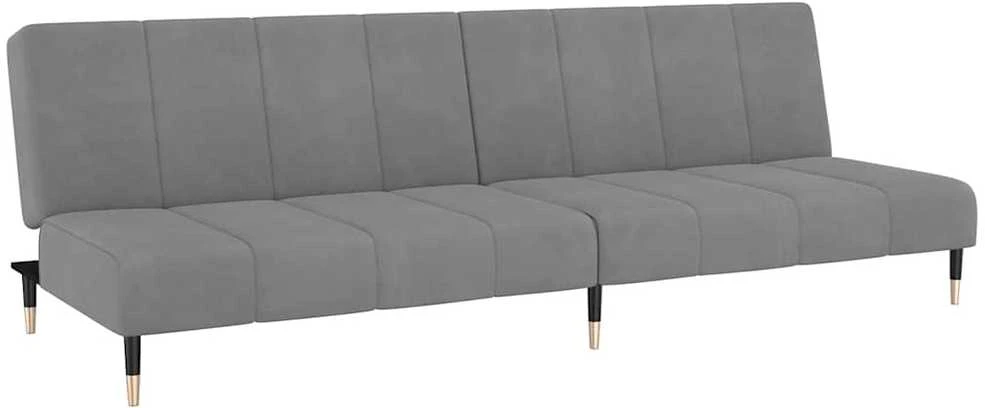 Dvivietė sofa-lova, šviesiai pilkos spalvos, aksomas