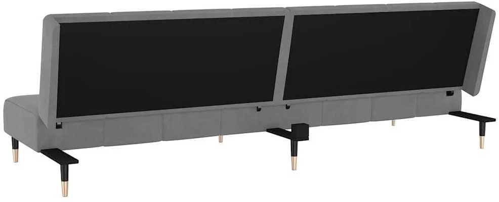 Dvivietė sofa-lova, šviesiai pilkos spalvos, aksomas