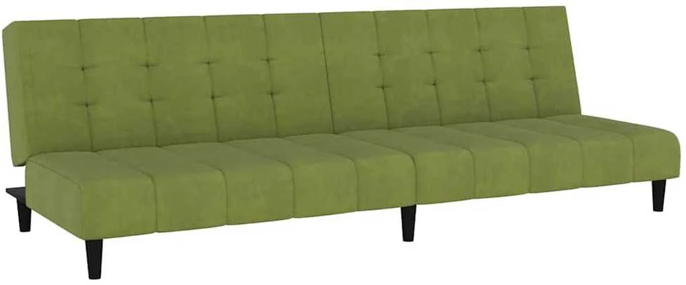 Dvivietė sofa-lova, šviesiai žalios spalvos, aksomas