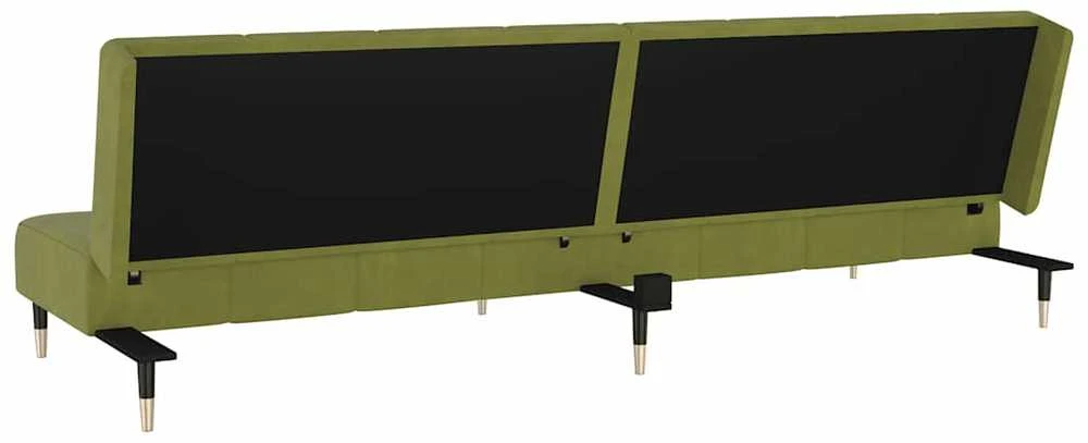 Dvivietė sofa-lova, šviesiai žalios spalvos, aksomas