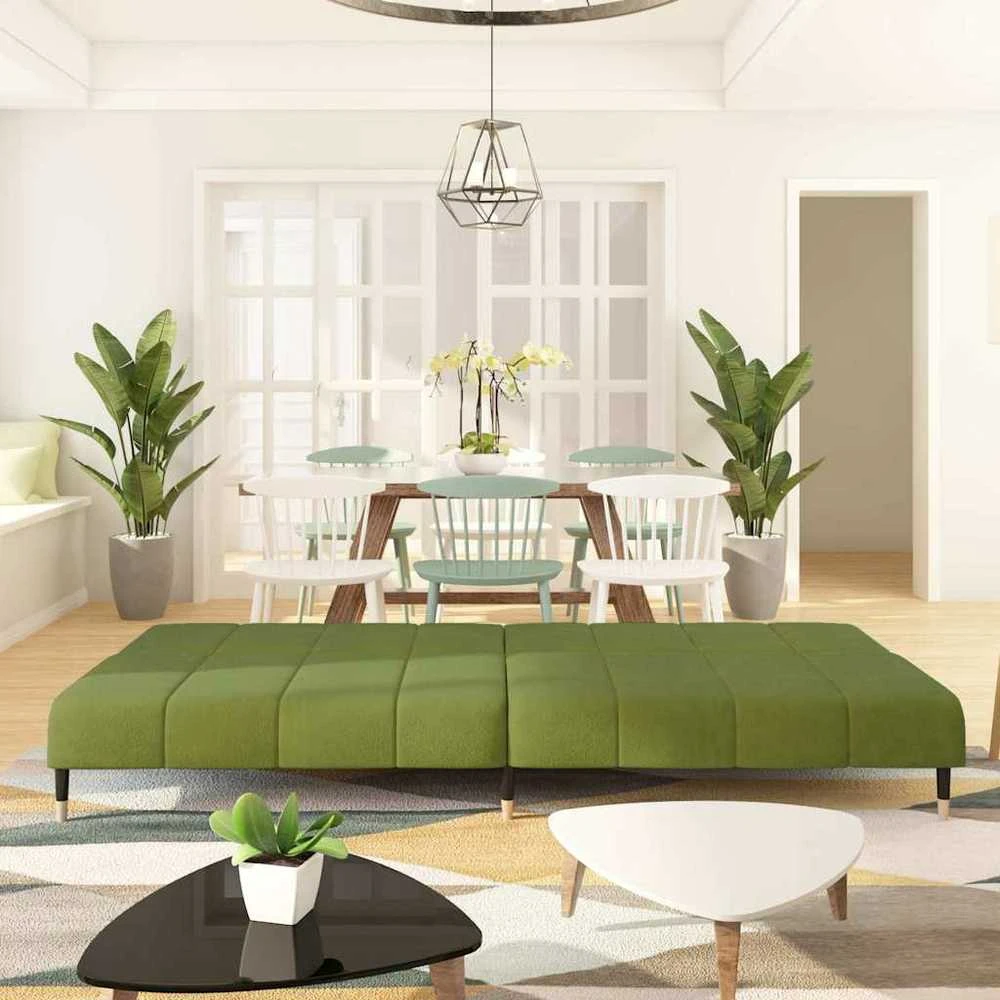 Dvivietė sofa-lova, šviesiai žalios spalvos, aksomas