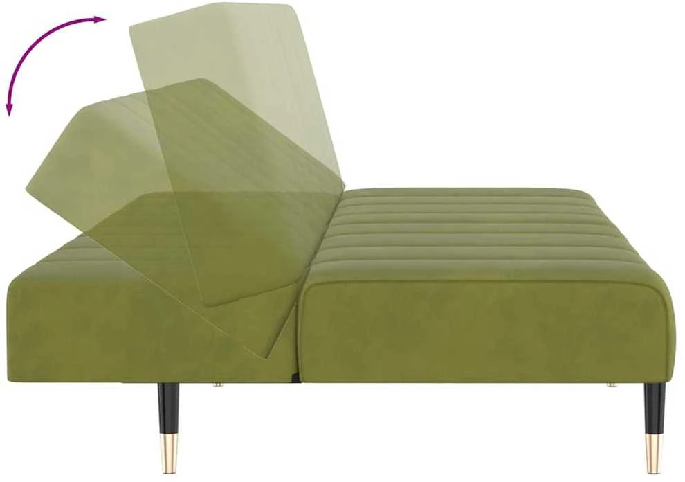 Dvivietė sofa-lova, šviesiai žalios spalvos, aksomas