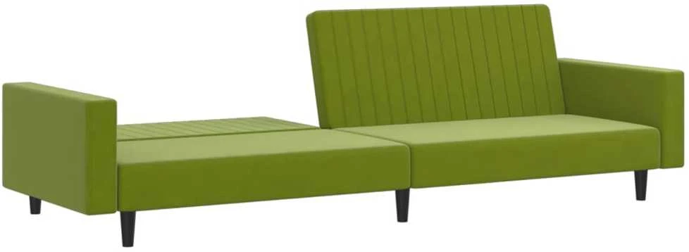 Dvivietė sofa-lova, šviesiai žalios spalvos, aksomas