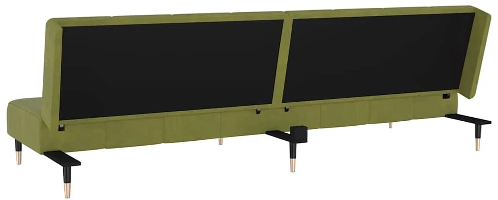 Dvivietė sofa-lova, šviesiai žalios spalvos, aksomas