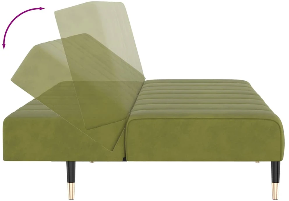 Dvivietė sofa-lova, šviesiai žalios spalvos, aksomas