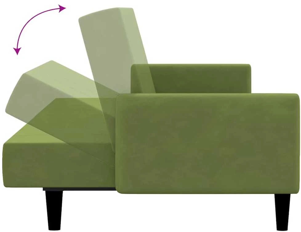 Dvivietė sofa-lova, šviesiai žalios spalvos, aksomas