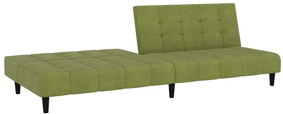 Dvivietė sofa-lova, šviesiai žalios spalvos, aksomas