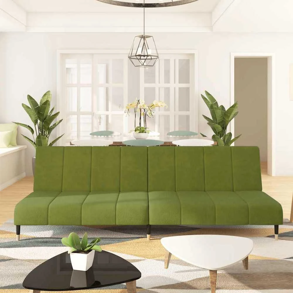 Dvivietė sofa-lova, šviesiai žalios spalvos, aksomas