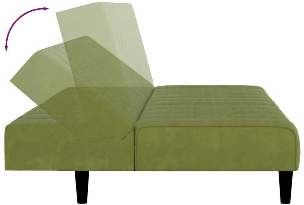 Dvivietė sofa-lova, šviesiai žalios spalvos, aksomas