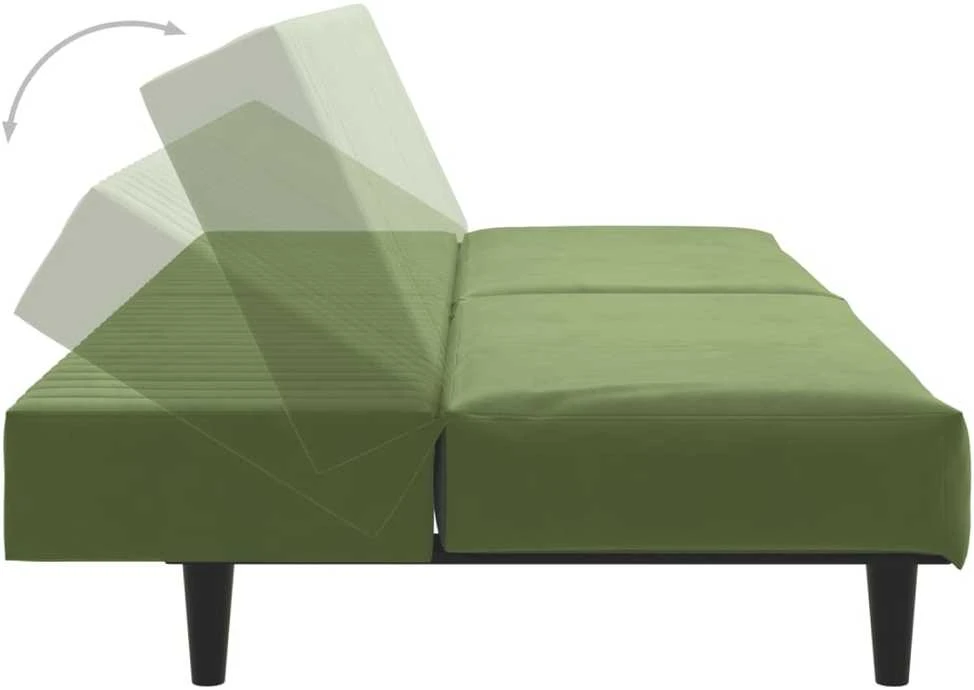 Dvivietė sofa-lova, šviesiai žalios spalvos, aksomas