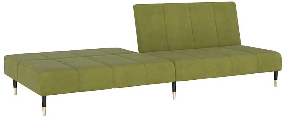 Dvivietė sofa-lova, šviesiai žalios spalvos, aksomas