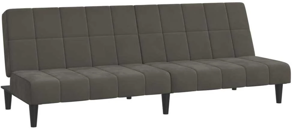 Dvivietė sofa-lova, tamsiai pilkos spalvos, aksomas