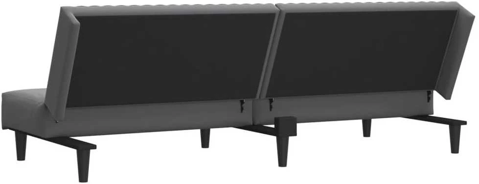 Dvivietė sofa-lova, tamsiai pilkos spalvos, aksomas