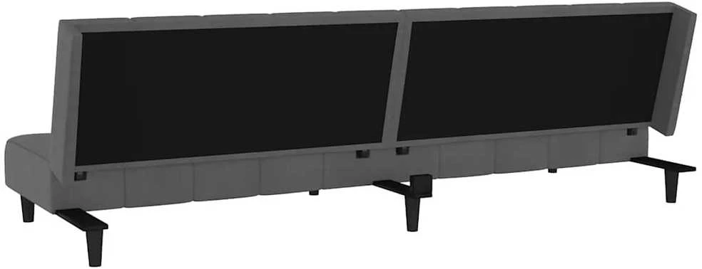 Dvivietė sofa-lova, tamsiai pilkos spalvos, aksomas