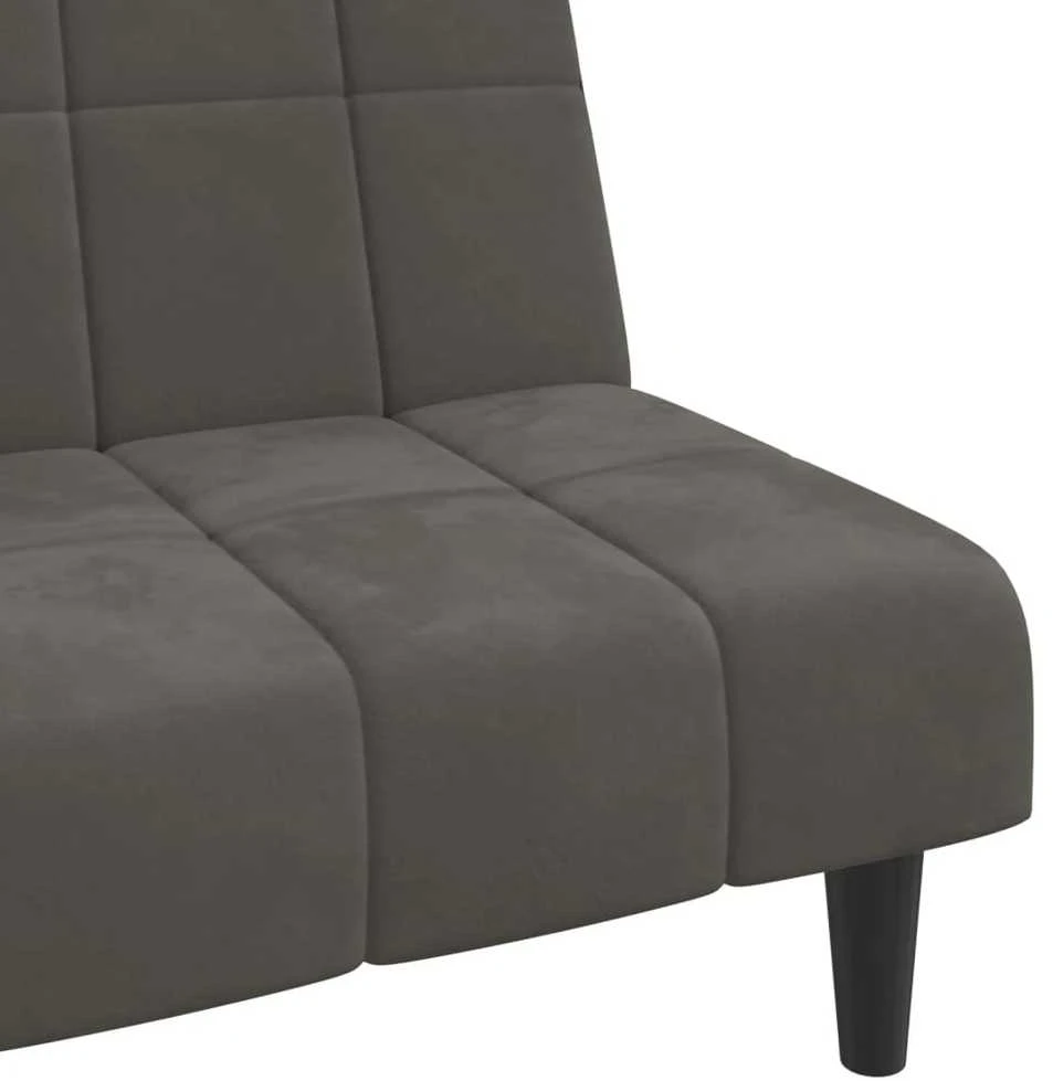 Dvivietė sofa-lova, tamsiai pilkos spalvos, aksomas