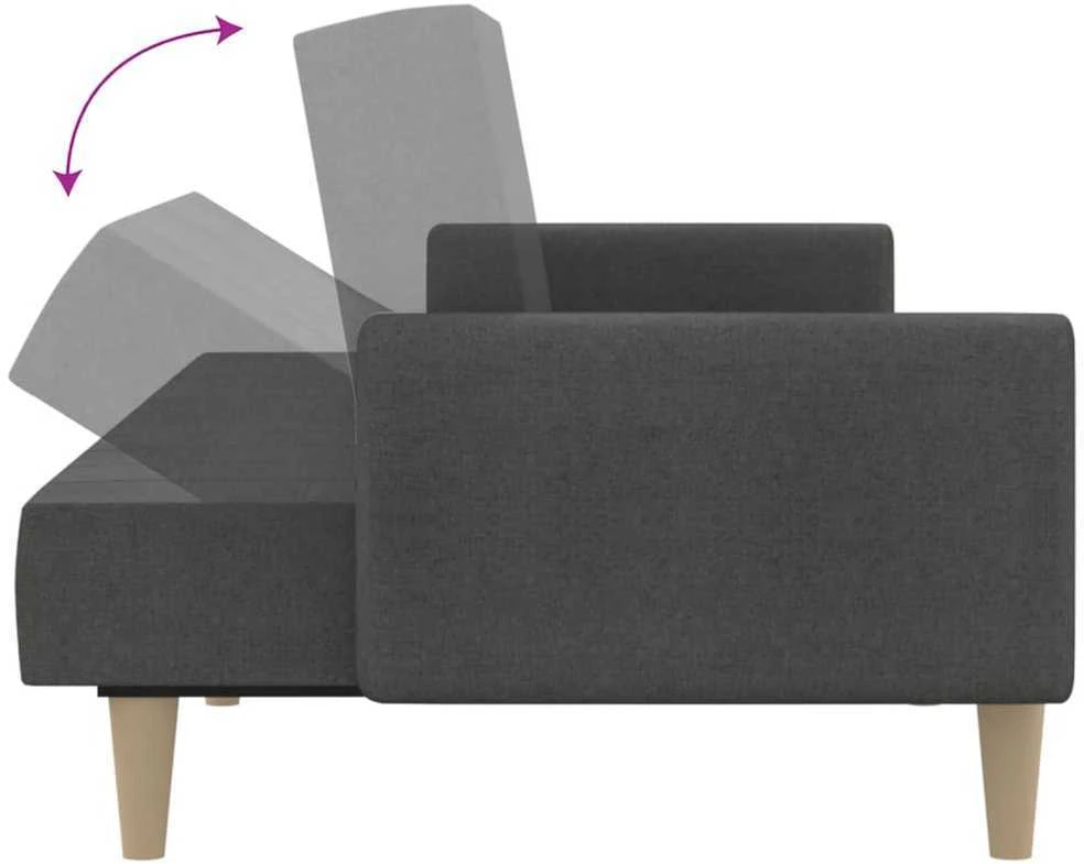 Dvivietė sofa-lova, tamsiai pilkos spalvos, audinys