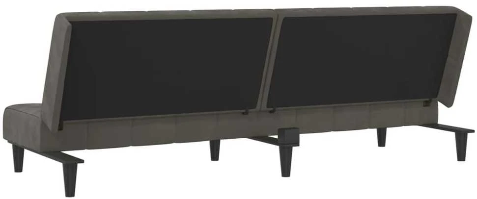 Dvivietė sofa-lova, tamsiai pilkos spalvos, aksomas