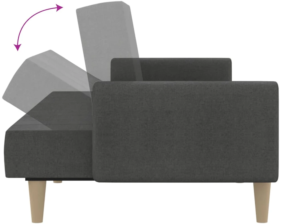 Dvivietė sofa-lova, tamsiai pilkos spalvos, audinys