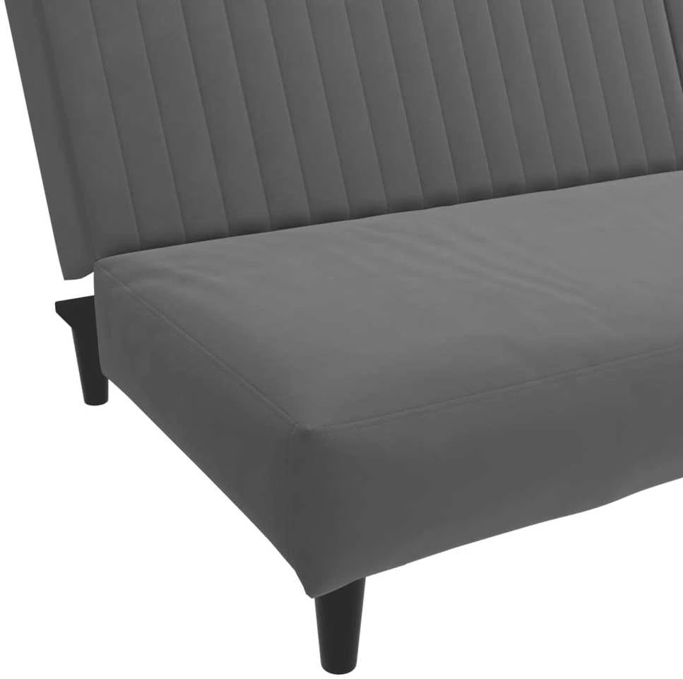 Dvivietė sofa-lova, tamsiai pilkos spalvos, aksomas