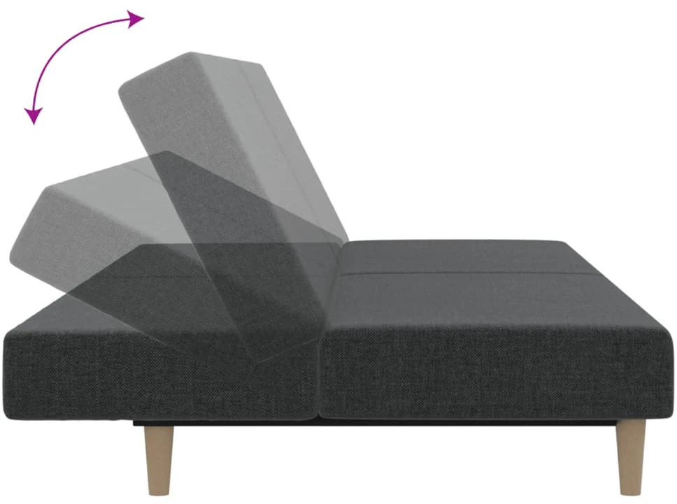 Dvivietė sofa-lova, tamsiai pilkos spalvos, audinys