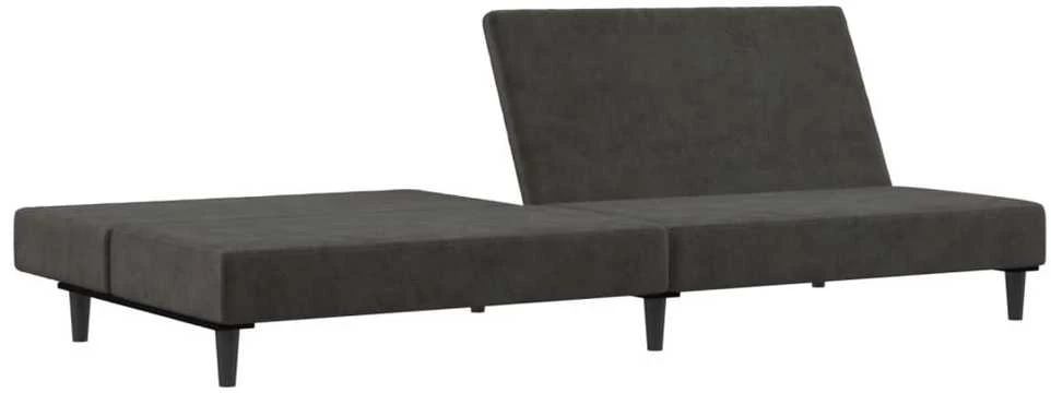 Dvivietė sofa-lova, tamsiai pilkos spalvos, aksomas