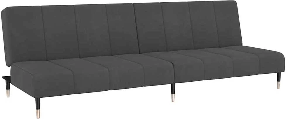 Dvivietė sofa-lova, tamsiai pilkos spalvos, aksomas