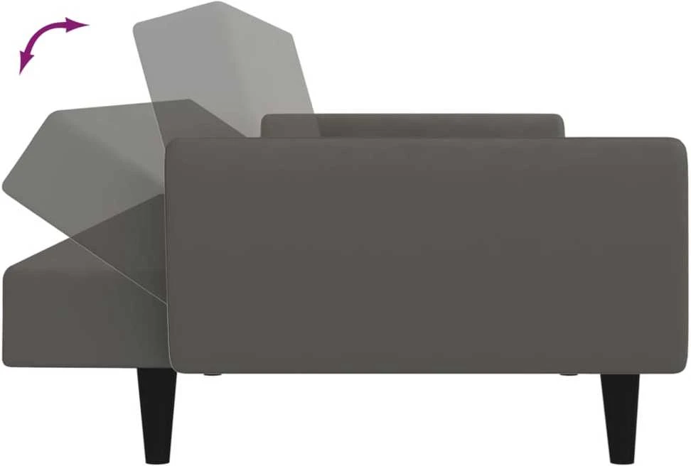 Dvivietė sofa-lova, tamsiai pilkos spalvos, aksomas