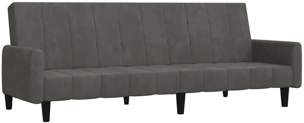 Dvivietė sofa-lova, tamsiai pilkos spalvos, aksomas