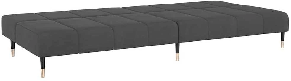 Dvivietė sofa-lova, tamsiai pilkos spalvos, aksomas