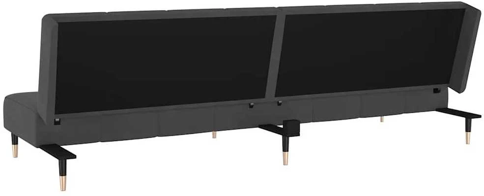 Dvivietė sofa-lova, tamsiai pilkos spalvos, aksomas