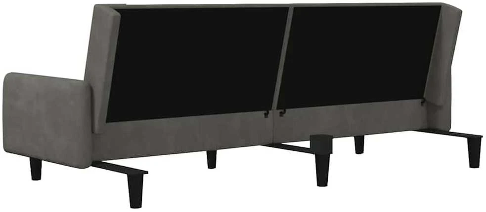 Dvivietė sofa-lova, tamsiai pilkos spalvos, aksomas