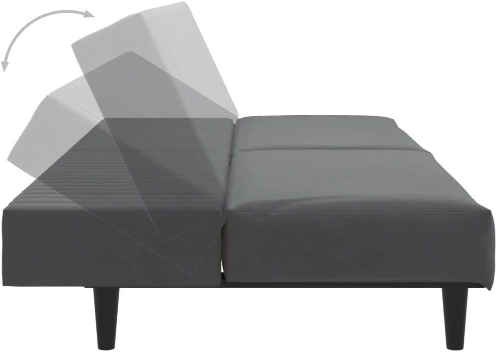 Dvivietė sofa-lova, tamsiai pilkos spalvos, aksomas