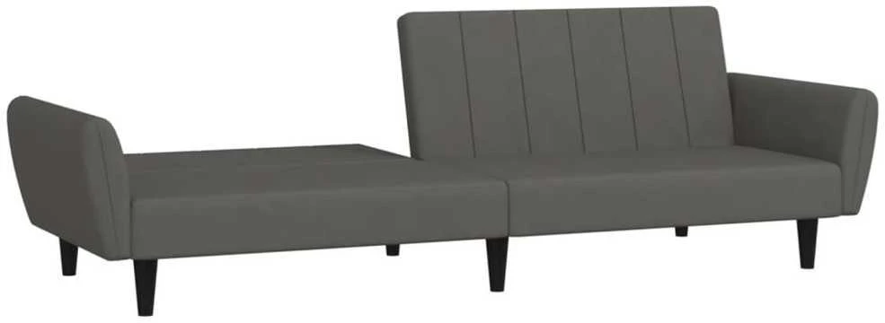 Dvivietė sofa-lova, tamsiai pilkos spalvos, aksomas