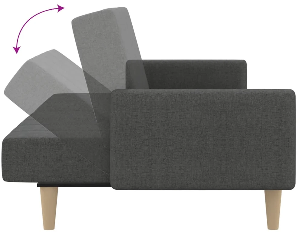 Dvivietė sofa-lova, tamsiai pilkos spalvos, audinys