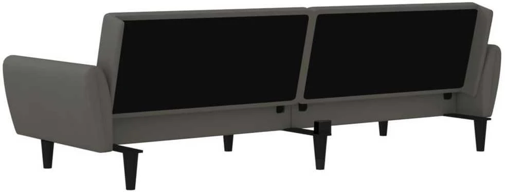 Dvivietė sofa-lova, tamsiai pilkos spalvos, aksomas