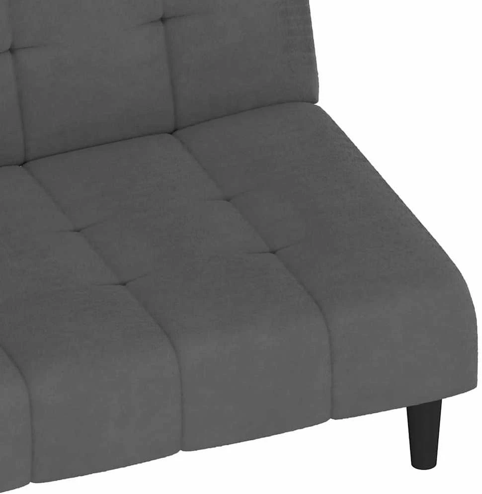 Dvivietė sofa-lova, tamsiai pilkos spalvos, aksomas