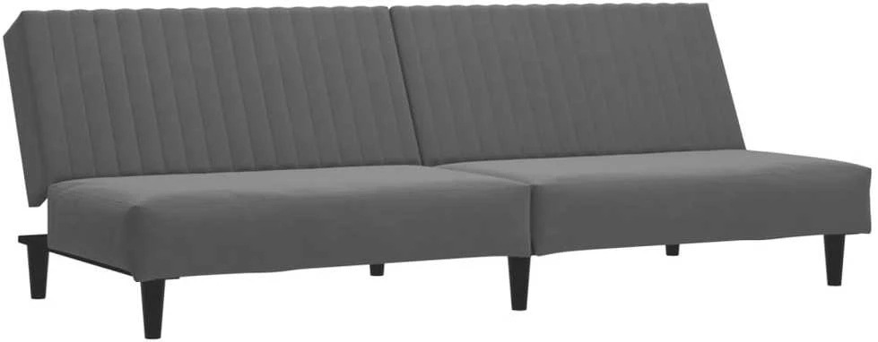 Dvivietė sofa-lova, tamsiai pilkos spalvos, aksomas
