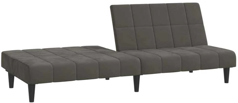Dvivietė sofa-lova, tamsiai pilkos spalvos, aksomas