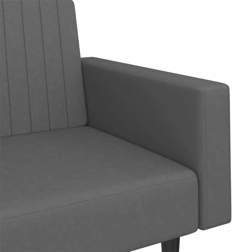 Dvivietė sofa-lova, tamsiai pilkos spalvos, aksomas