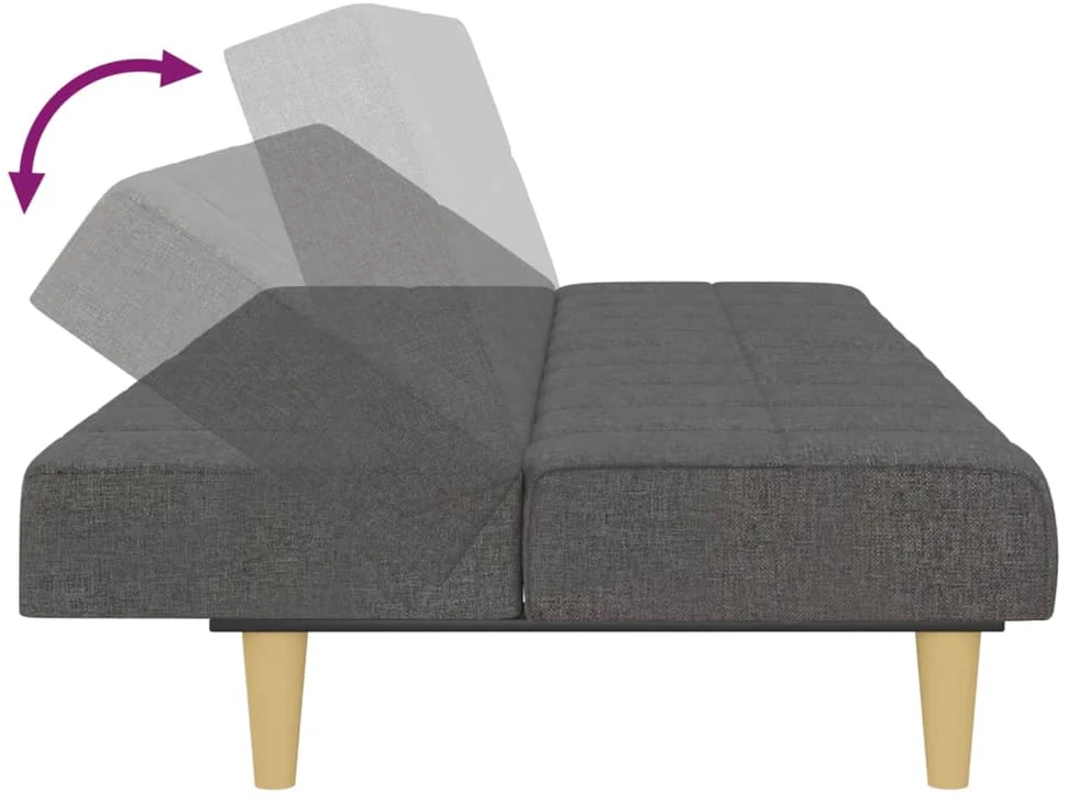 Dvivietė sofa-lova, tamsiai pilkos spalvos, audinys