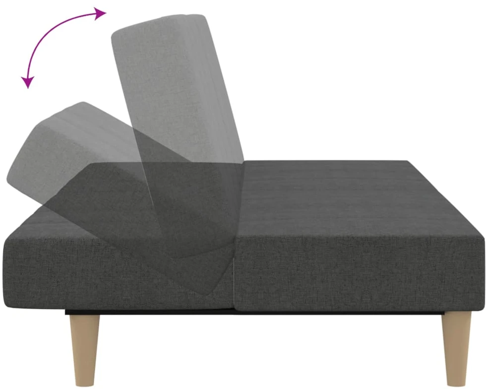 Dvivietė sofa-lova, tamsiai pilkos spalvos, audinys