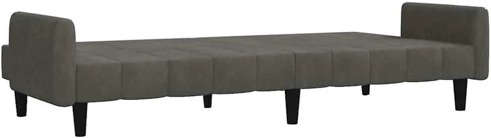 Dvivietė sofa-lova, tamsiai pilkos spalvos, aksomas