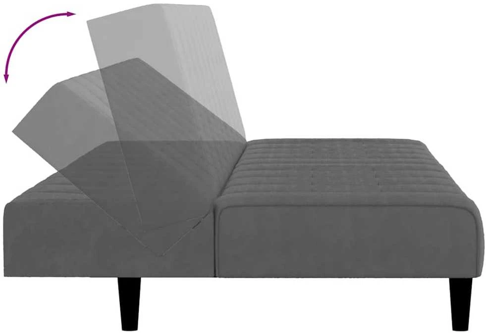 Dvivietė sofa-lova, tamsiai pilkos spalvos, aksomas